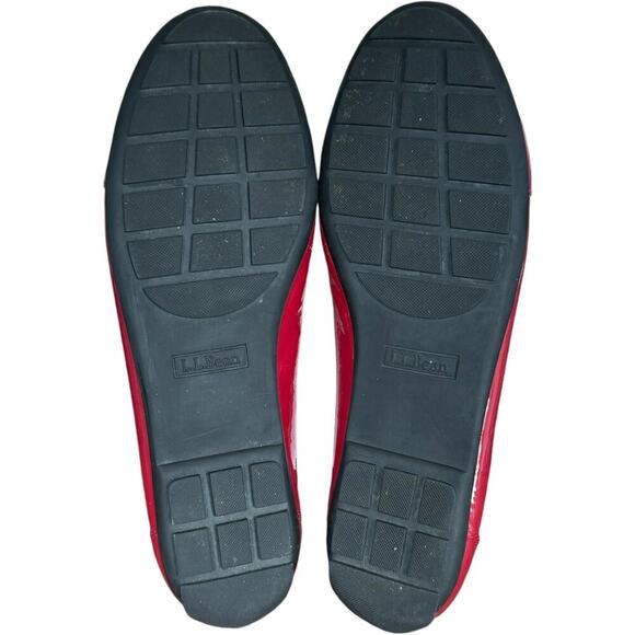 L.L.Bean Coastal Rain Skimmers Patent w/ Plaid Lining Ballet Flat Red 8.5M - Picture 9 of 9